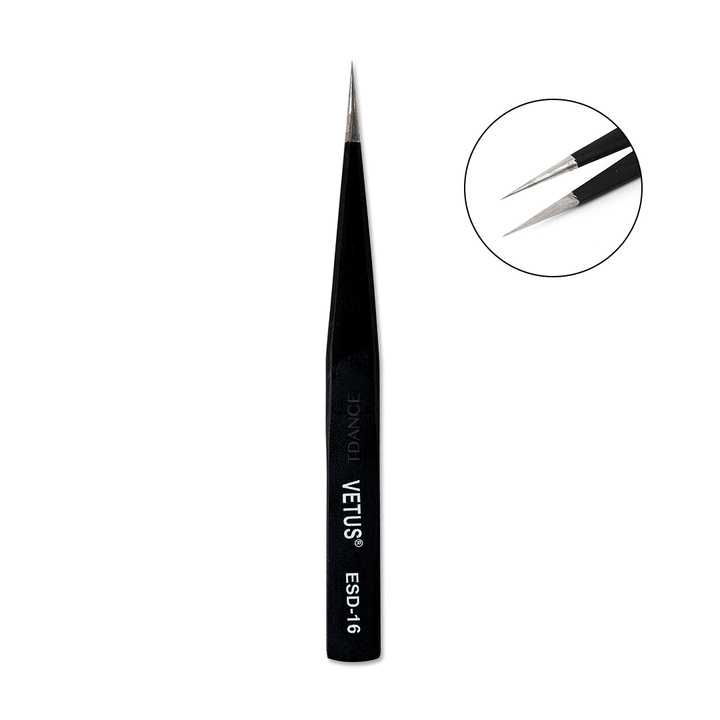 ESD-16 Black Isolation Tweezers For Eyelash Extension