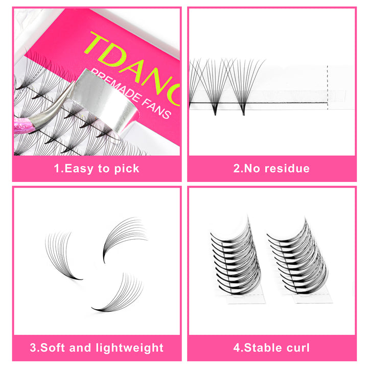 Premade Volume Fans Eyelash Extensions 12 Rows (Pointy Base)